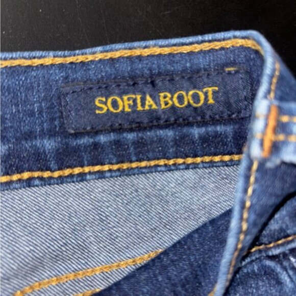 Lucky Brand Women's 8/29 Ankle Sofia Boot Denim Blue Jeans Dark Blue Flare - Picture 3 of 11